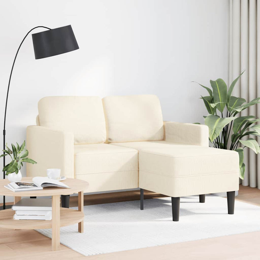 2-Zitsbank Met Ligstoel L-Vormig Kleurig 125 Cm Linnen Crème