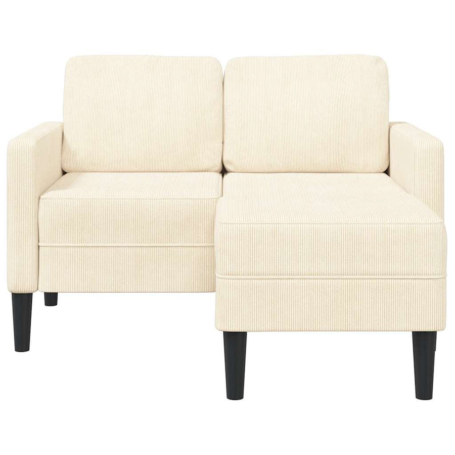 2-Zitsbank Met Ligstoel L-Vormig Kleurig 125 Cm Linnen Crème