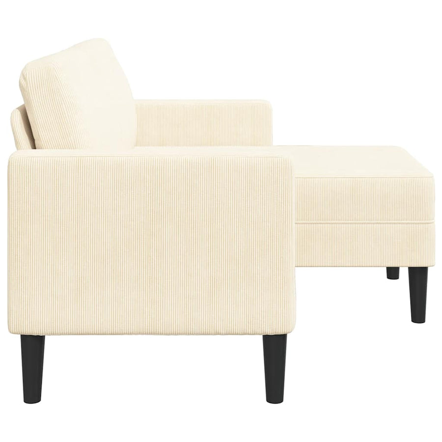 2-Zitsbank Met Ligstoel L-Vormig Kleurig 125 Cm Linnen Crème