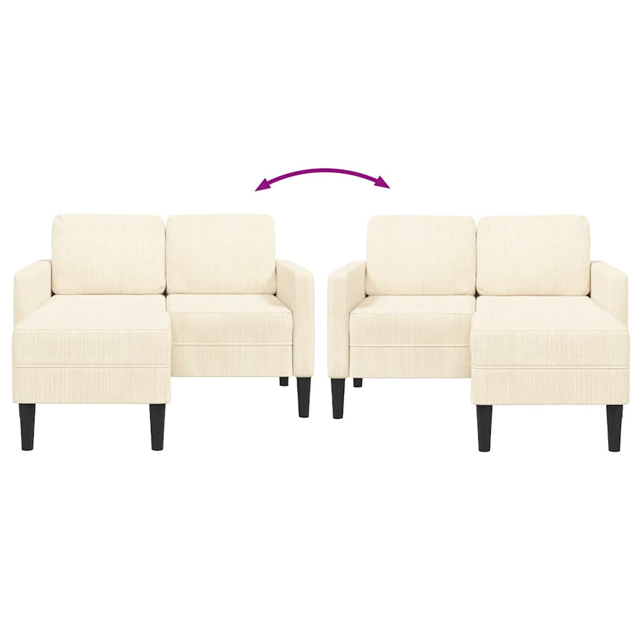2-Zitsbank Met Ligstoel L-Vormig Kleurig 125 Cm Linnen Crème