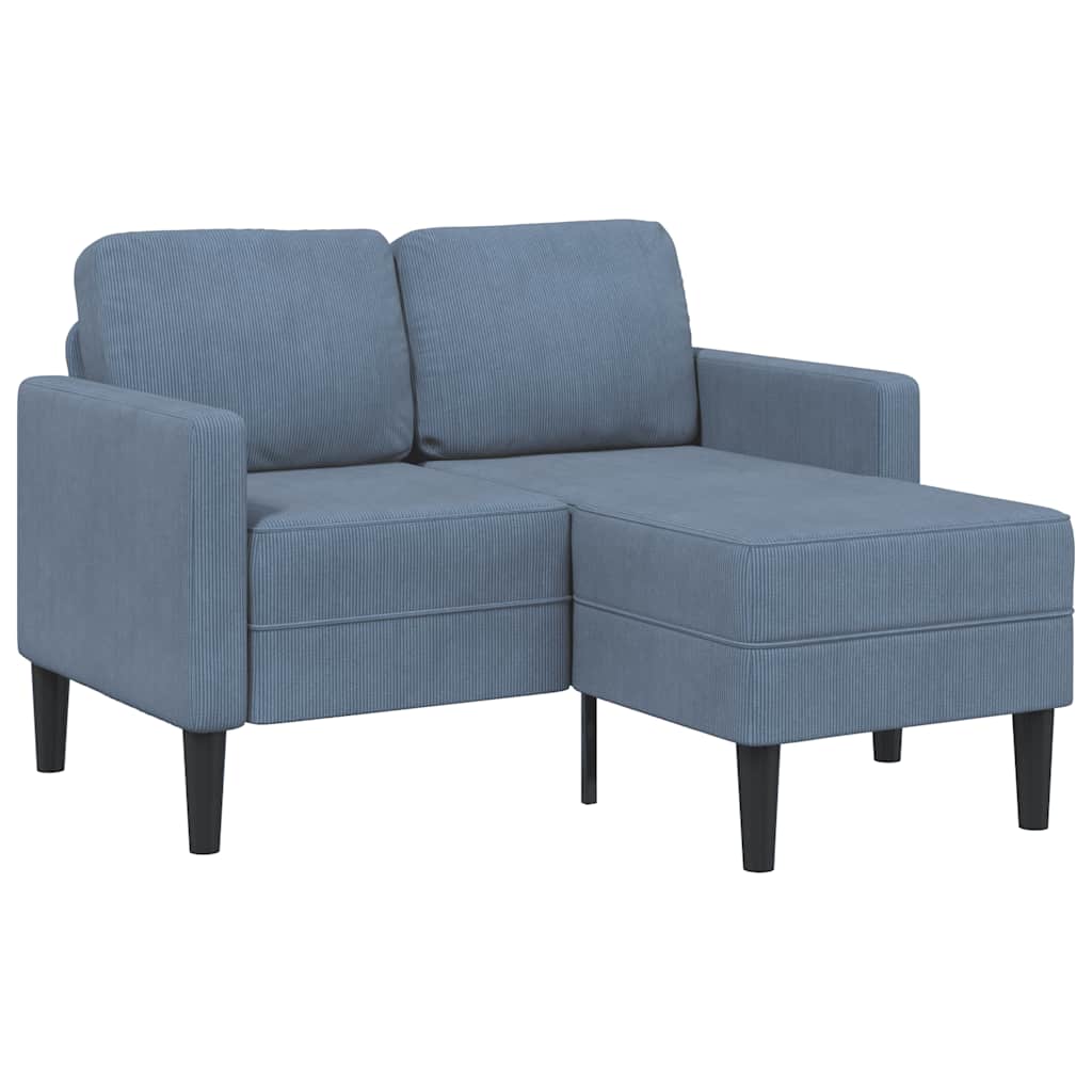 2-zitsbank met ligstoel L-vormig 125 cm linnen blauw
