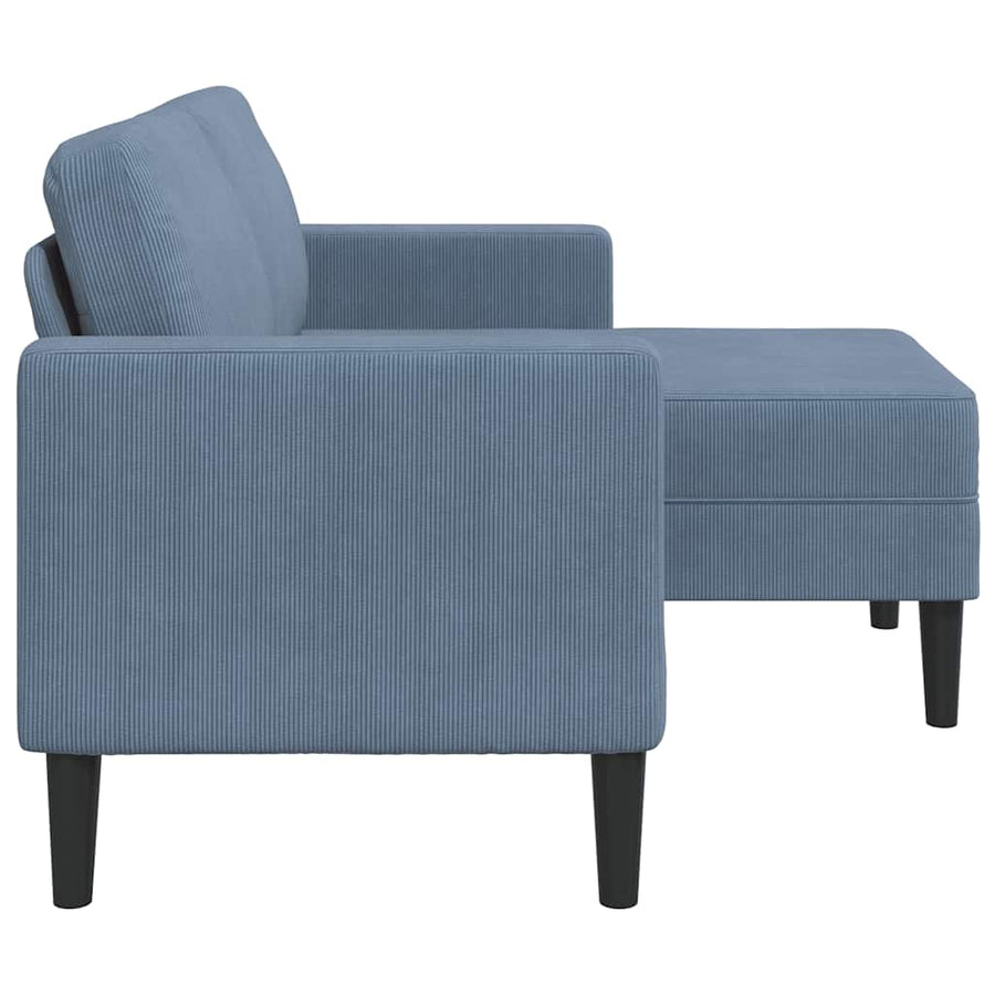 2-zitsbank met ligstoel L-vormig 125 cm linnen blauw