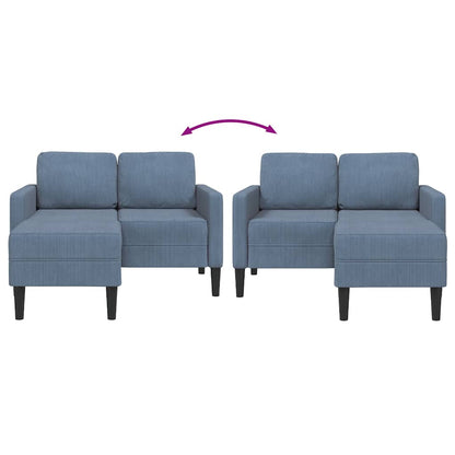 2-zitsbank met ligstoel L-vormig 125 cm linnen blauw
