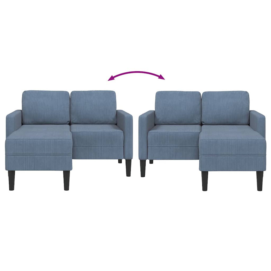2-zitsbank met ligstoel L-vormig 125 cm linnen blauw