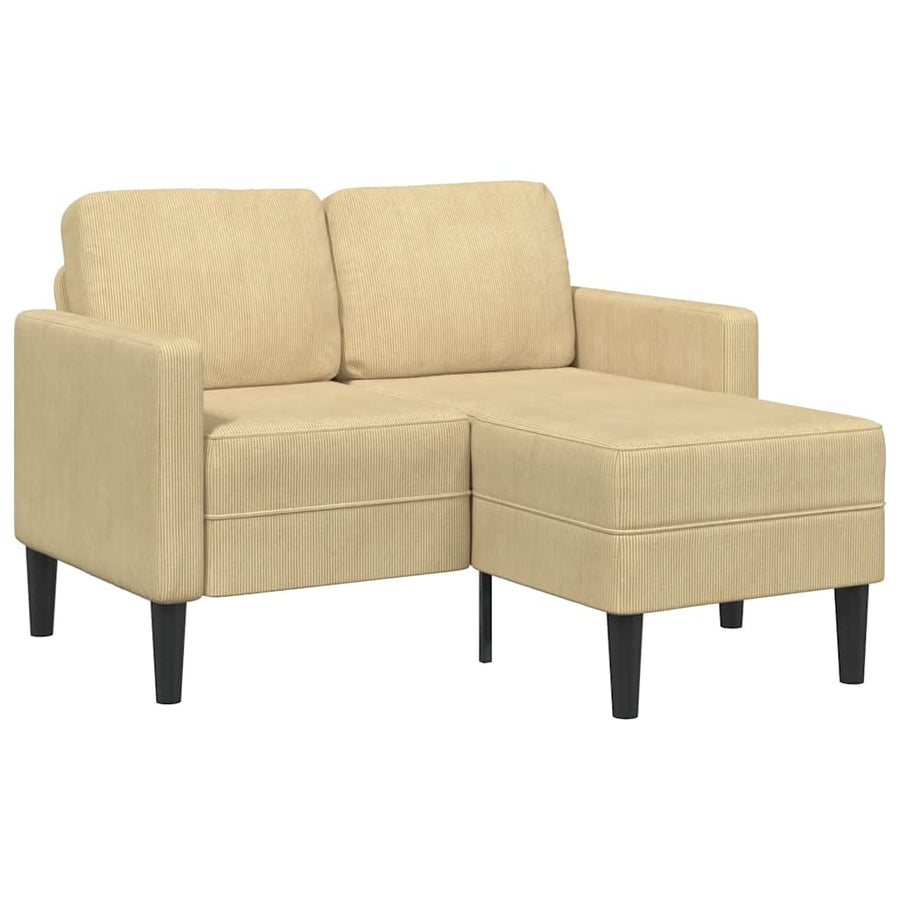 2-Zitsbank Met Chaise L-Vorm 125 Cm Linnen Grijs Lichtgroen