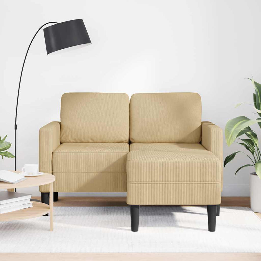2-Zitsbank Met Chaise L-Vorm 125 Cm Linnen Grijs Lichtgroen