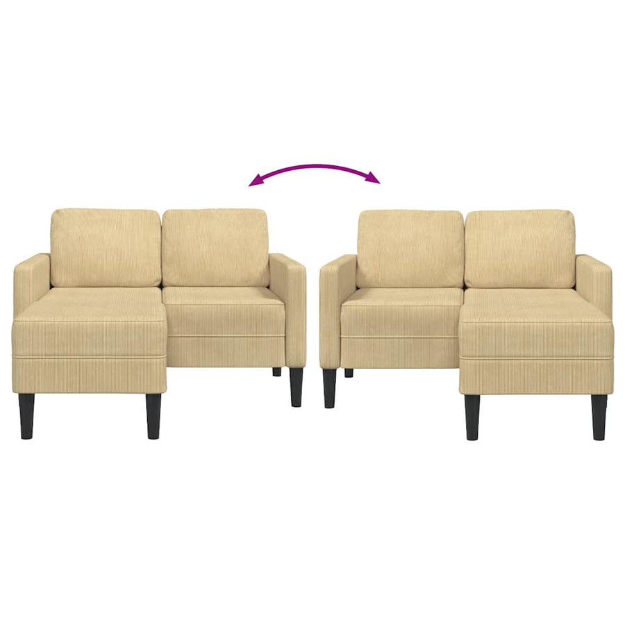 2-Zitsbank Met Chaise L-Vorm 125 Cm Linnen Grijs Lichtgroen