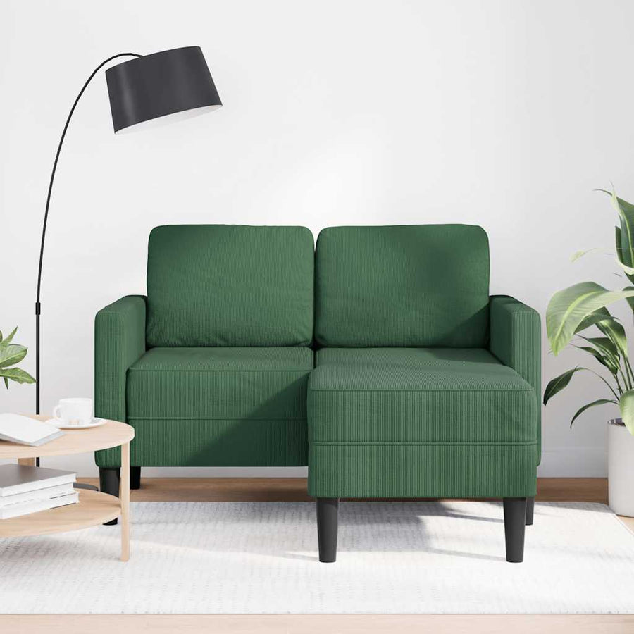 2-Zitsbank Met Ligstoel L-Vorm Jungle Groen 125 Cm Linnen Oerwoudgroen