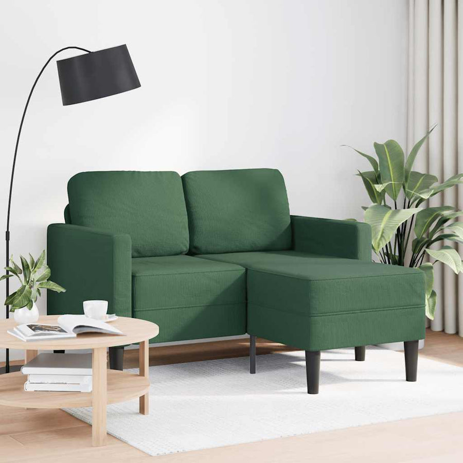 2-Zitsbank Met Ligstoel L-Vorm Jungle Groen 125 Cm Linnen Oerwoudgroen