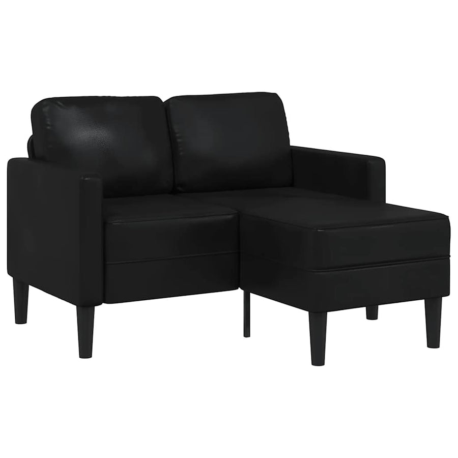 2-Zitsbank Met Ligstoel L-Vormig 125 Cm Kunstleer Zwart