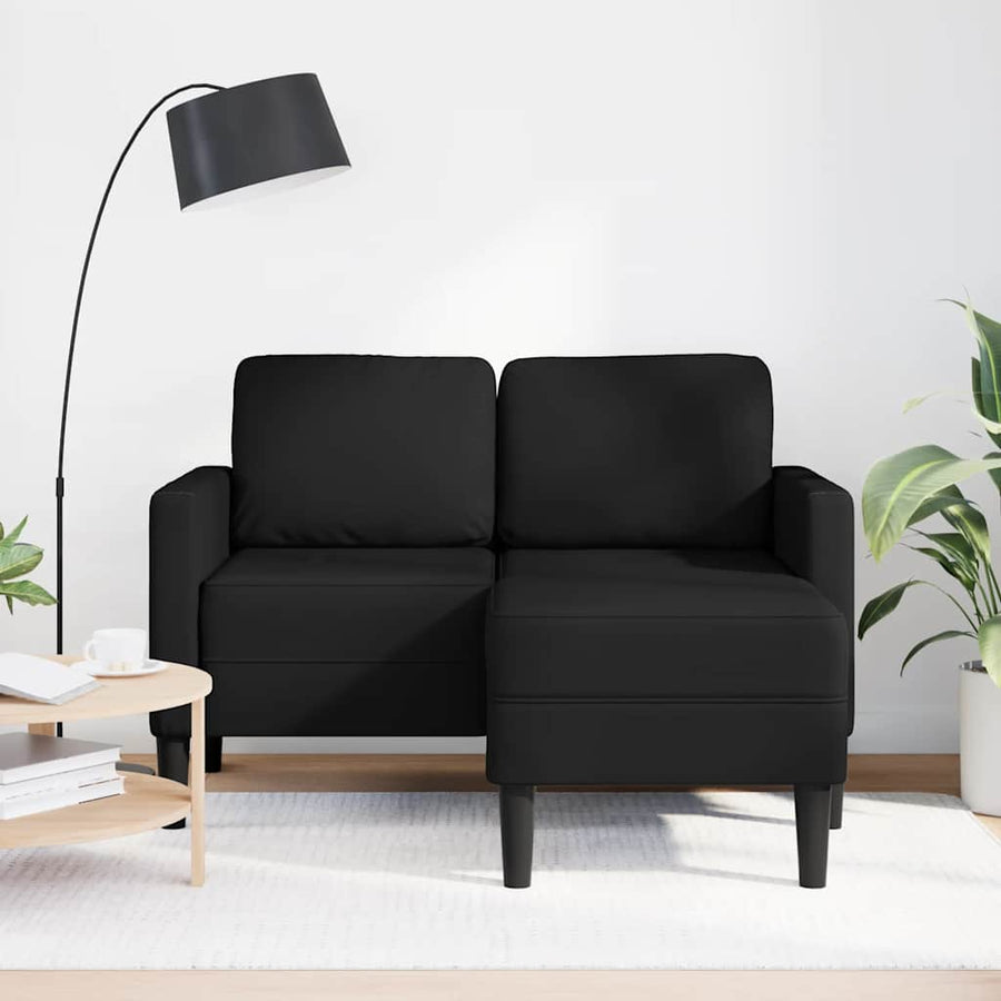 2-Zitsbank Met Ligstoel L-Vormig 125 Cm Kunstleer Zwart