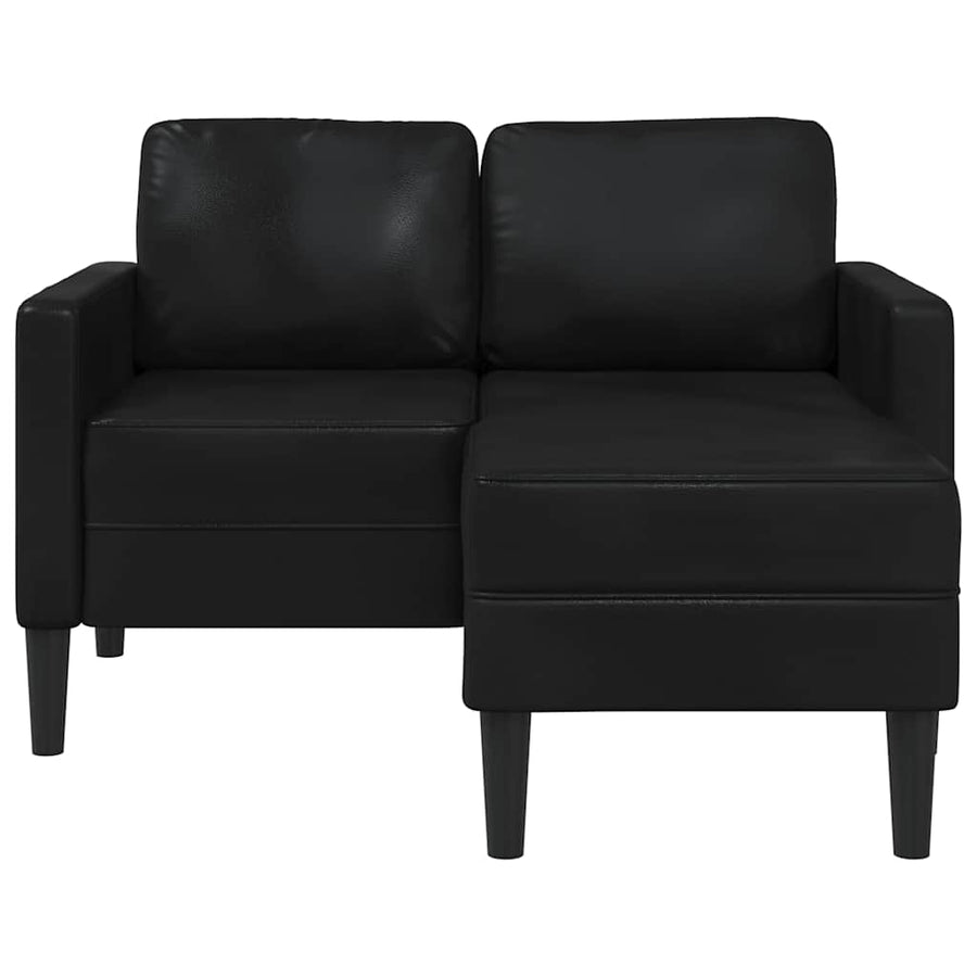 2-Zitsbank Met Ligstoel L-Vormig 125 Cm Kunstleer Zwart
