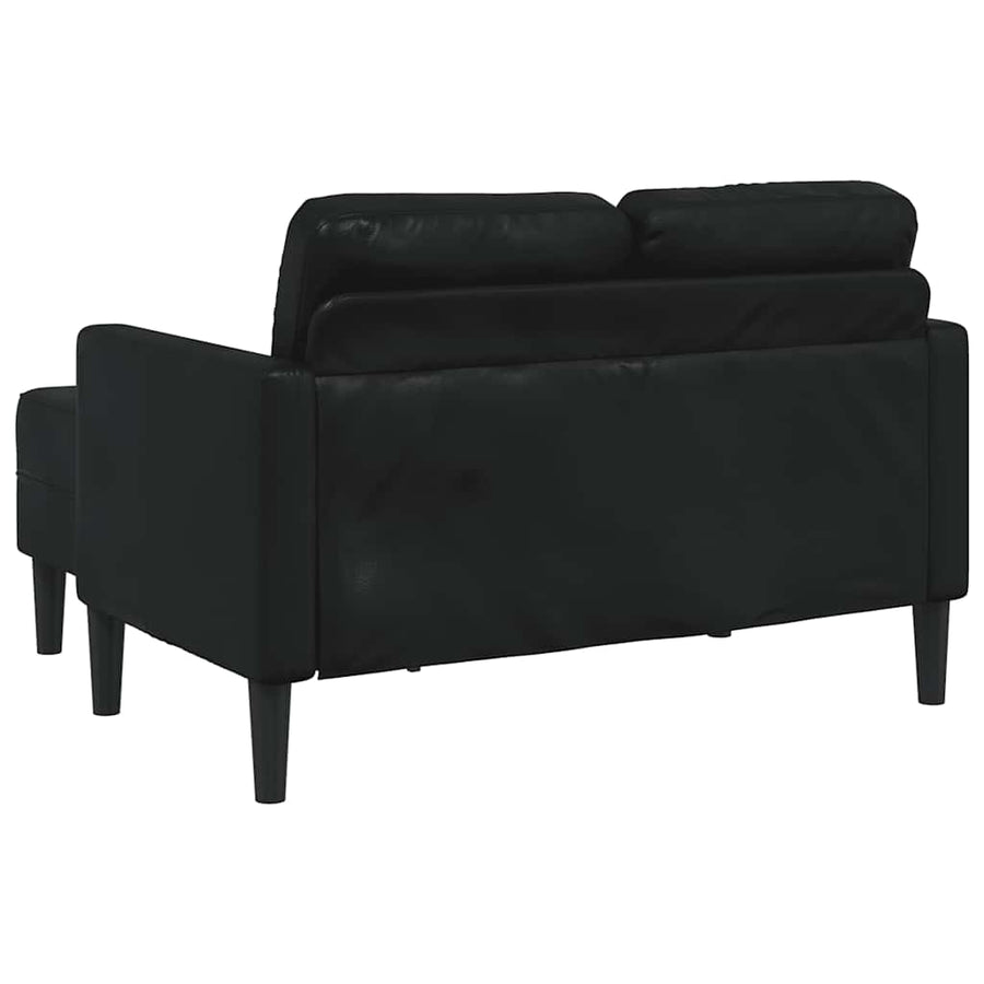 2-Zitsbank Met Ligstoel L-Vormig 125 Cm Kunstleer Zwart
