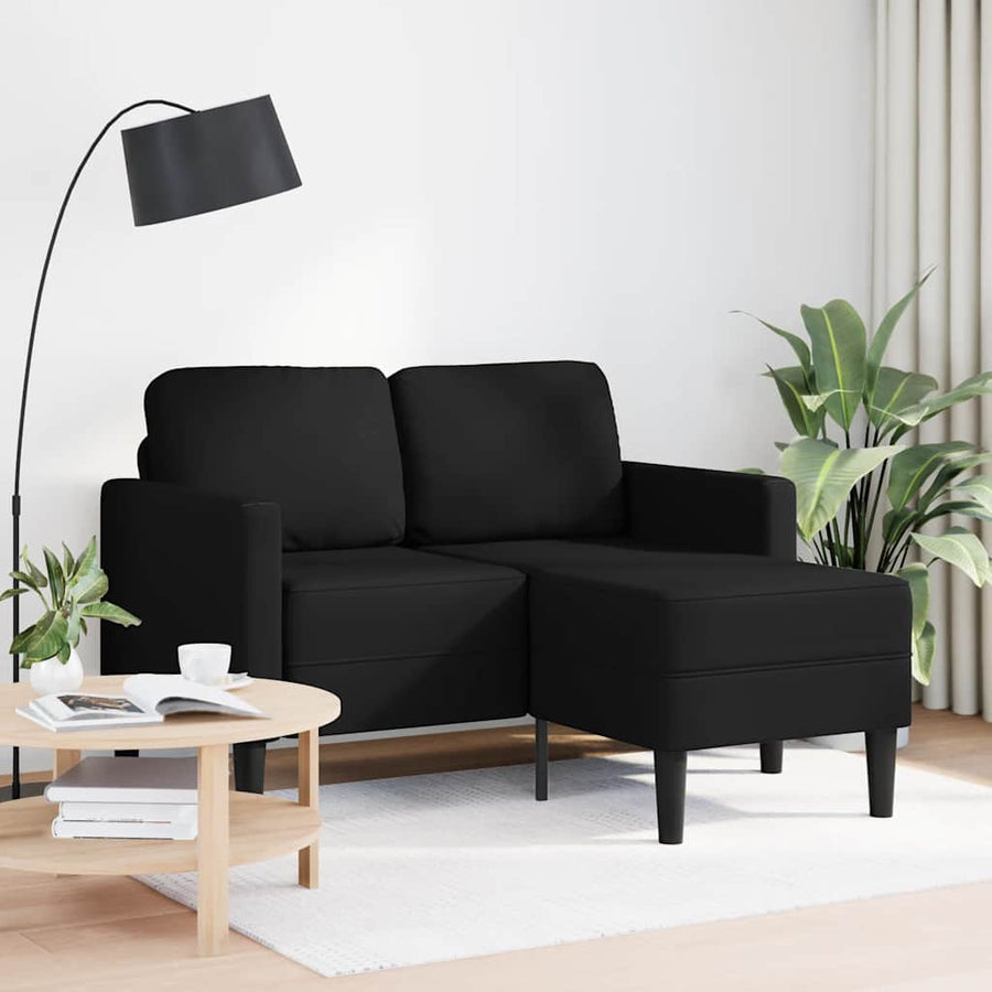 2-Zitsbank Met Ligstoel L-Vormig 125 Cm Kunstleer Zwart