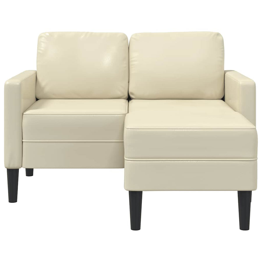 2-Zitsbank Met Ligstoel L-Vormig Kleurig 125 Cm Kunstleer Crème