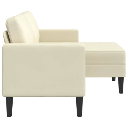 2-Zitsbank Met Ligstoel L-Vormig Kleurig 125 Cm Kunstleer Crème