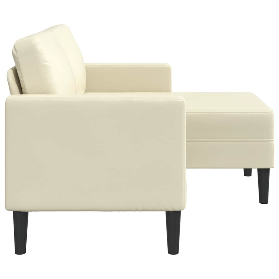 2-Zitsbank Met Ligstoel L-Vormig Kleurig 125 Cm Kunstleer Crème