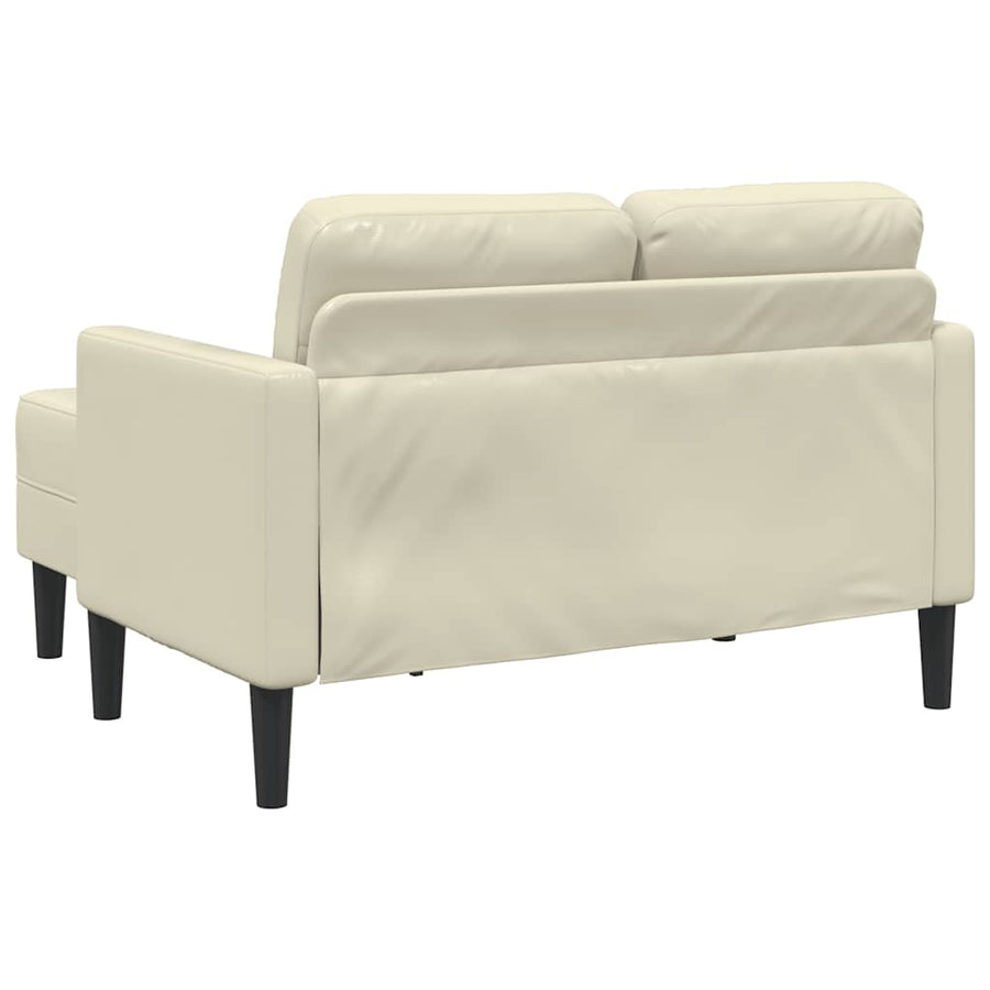 2-Zitsbank Met Ligstoel L-Vormig Kleurig 125 Cm Kunstleer Crème