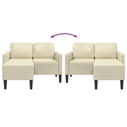 2-Zitsbank Met Ligstoel L-Vormig Kleurig 125 Cm Kunstleer Crème