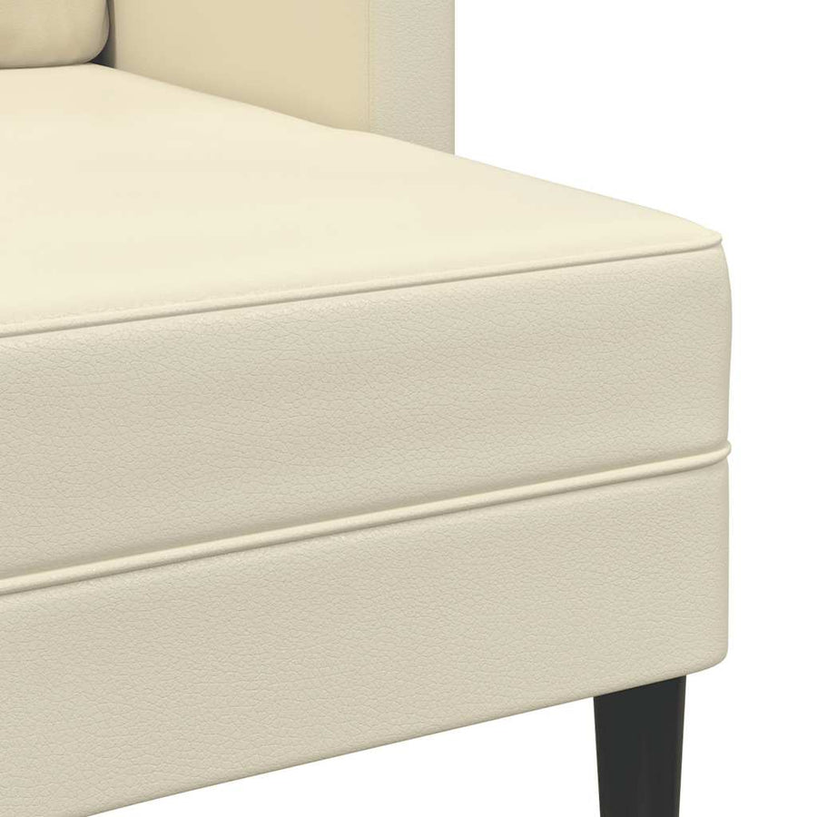 2-Zitsbank Met Ligstoel L-Vormig Kleurig 125 Cm Kunstleer Crème