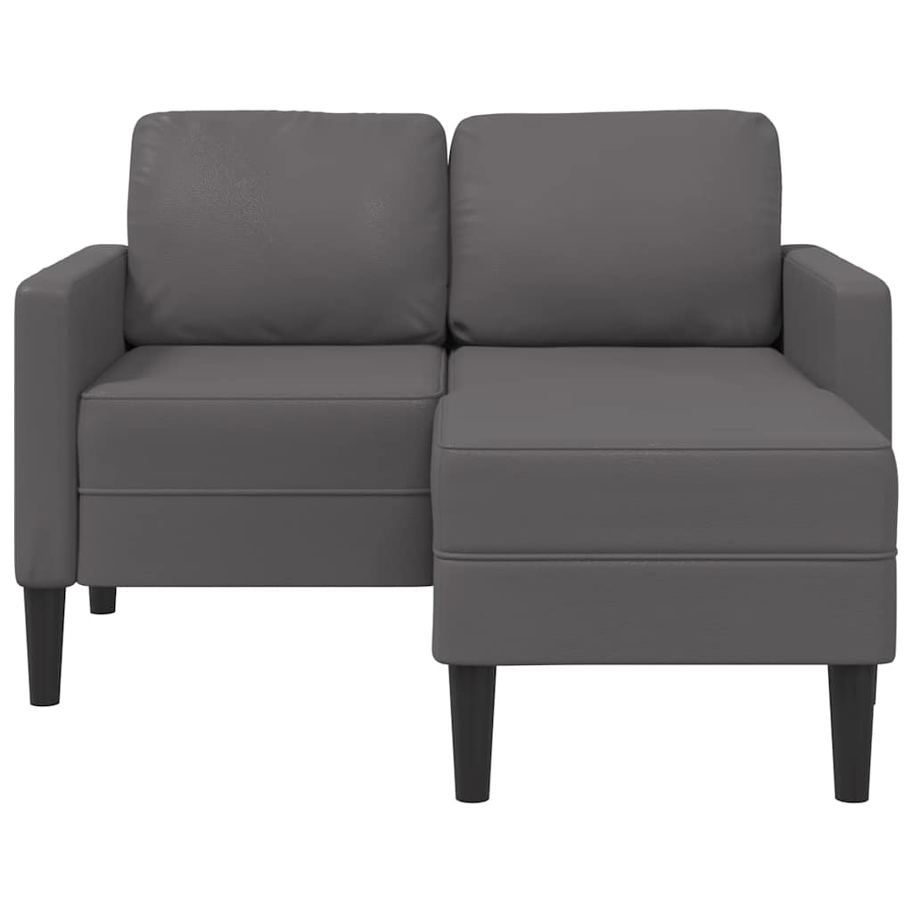 2-zitsbank met chaise longue, L-vormig, grijs, 125 cm, kunstleer