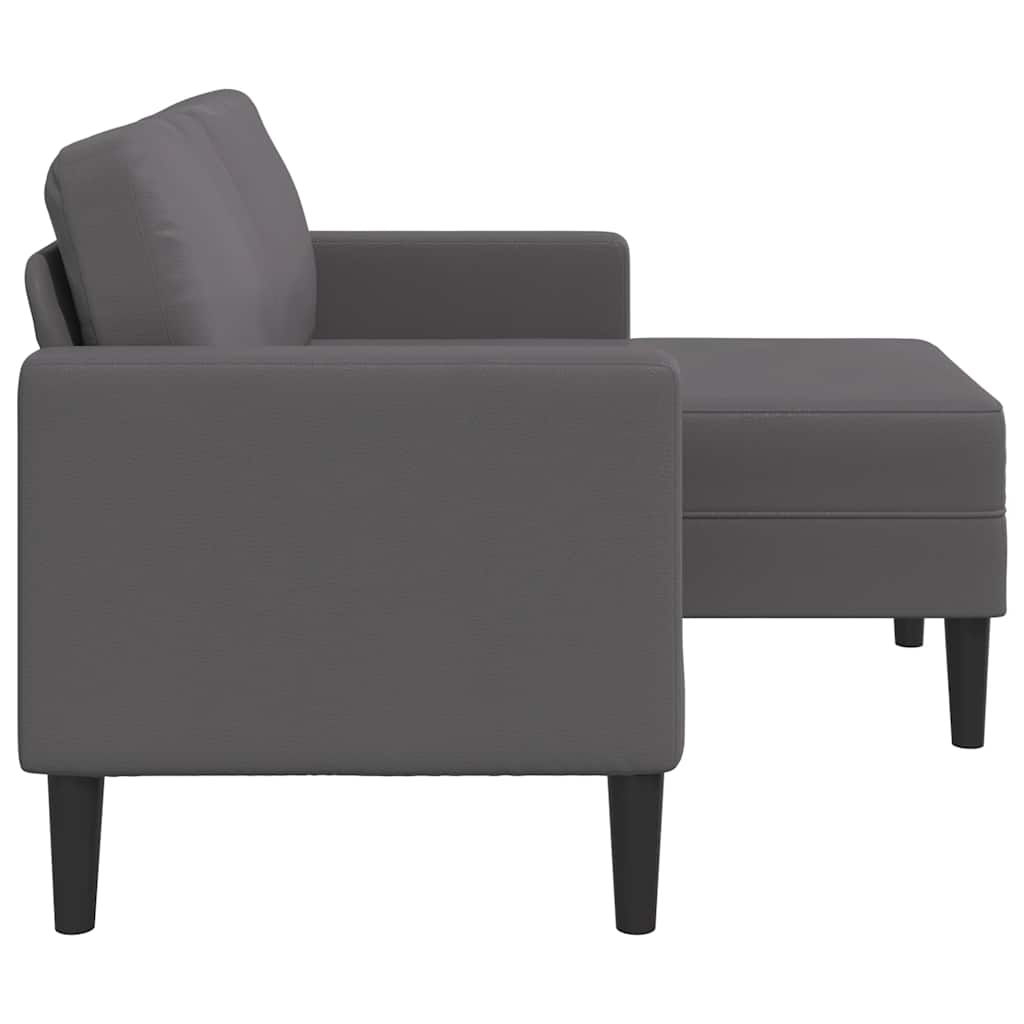 2-zitsbank met chaise longue, L-vormig, grijs, 125 cm, kunstleer