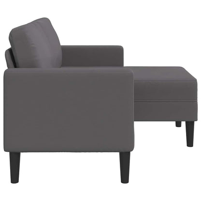 2-zitsbank met chaise longue, L-vormig, grijs, 125 cm, kunstleer