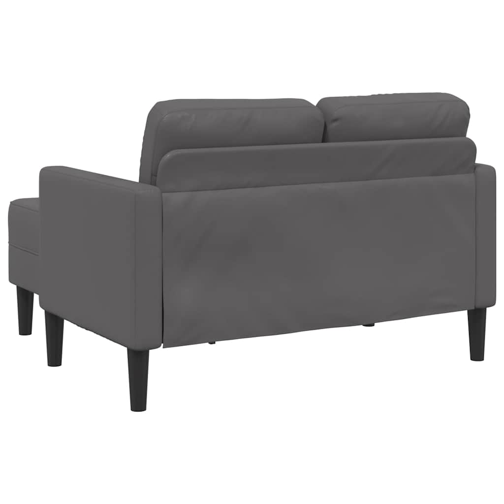 2-zitsbank met chaise longue, L-vormig, grijs, 125 cm, kunstleer