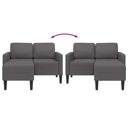 2-zitsbank met chaise longue, L-vormig, grijs, 125 cm, kunstleer