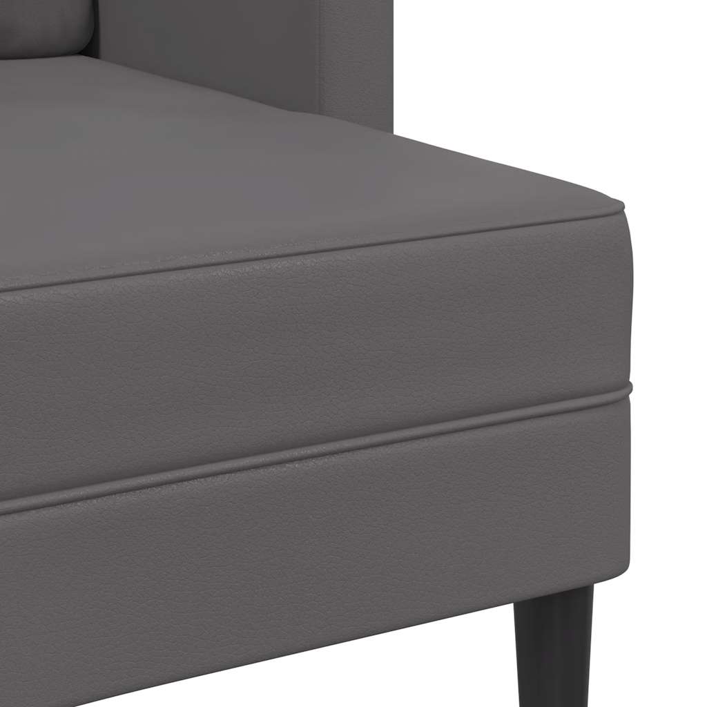 2-zitsbank met chaise longue, L-vormig, grijs, 125 cm, kunstleer