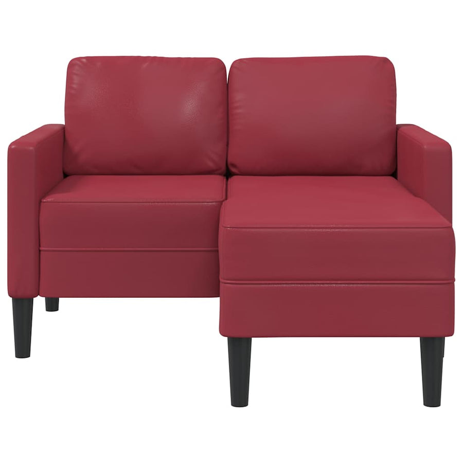 2-zitsbank met chaise longue L-vormig wijnrood 125 cm kunstleer
