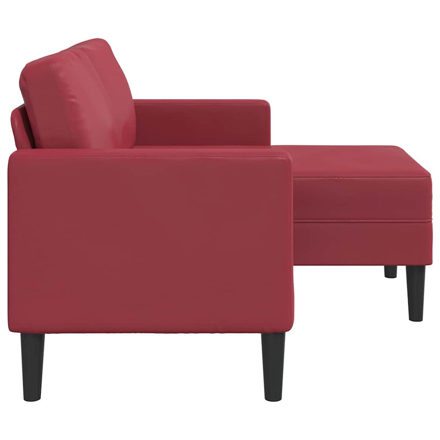 2-zitsbank met chaise longue L-vormig wijnrood 125 cm kunstleer