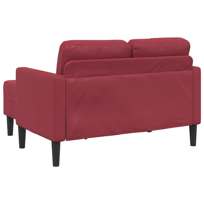 2-zitsbank met chaise longue L-vormig wijnrood 125 cm kunstleer