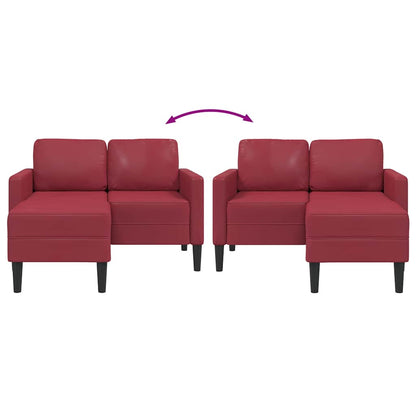 2-zitsbank met chaise longue L-vormig wijnrood 125 cm kunstleer