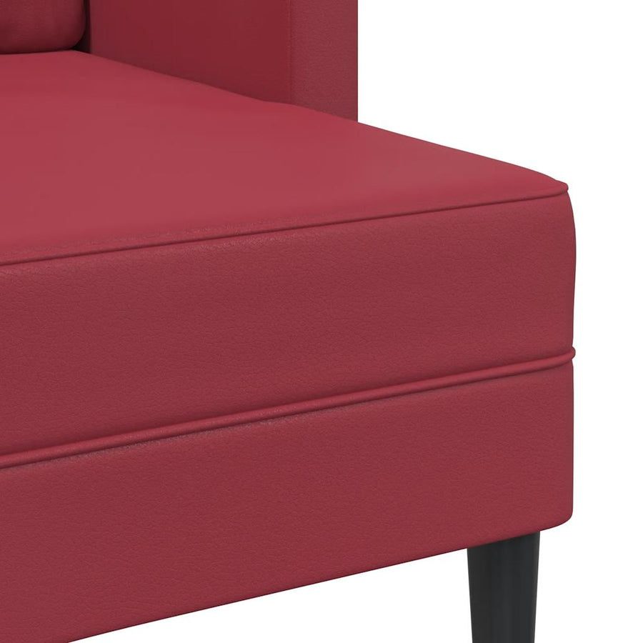 2-zitsbank met chaise longue L-vormig wijnrood 125 cm kunstleer