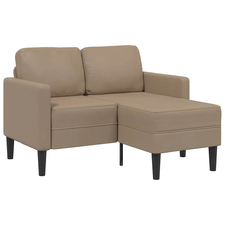 2-zitsbank met chaise longue L-vorm Cappuccino 125 cm Kunstleer