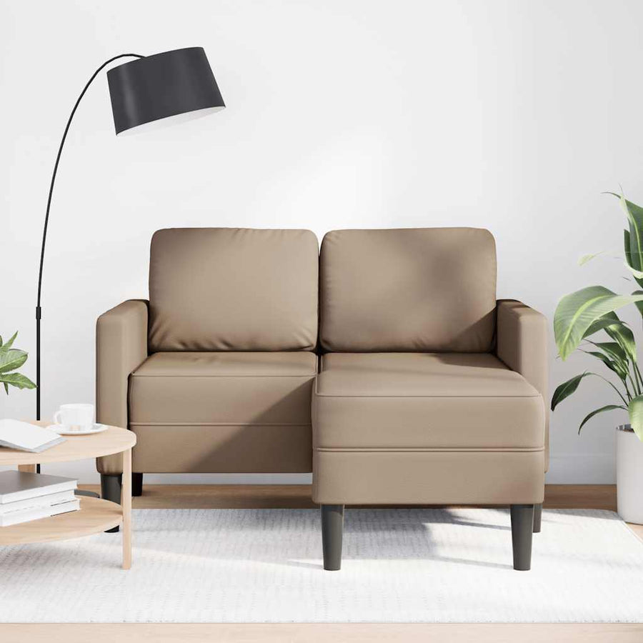 2-zitsbank met chaise longue L-vorm Cappuccino 125 cm Kunstleer