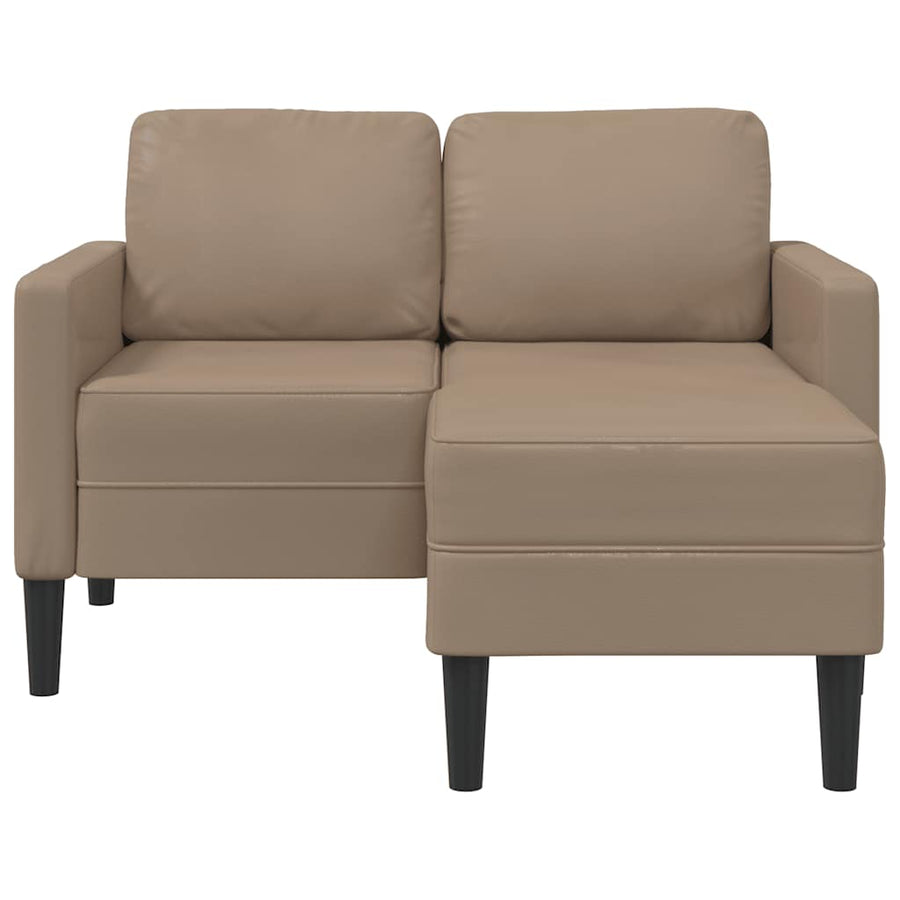2-zitsbank met chaise longue L-vorm Cappuccino 125 cm Kunstleer
