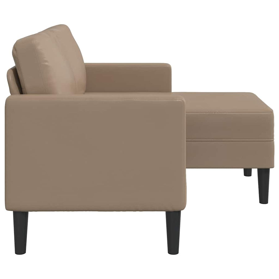 2-zitsbank met chaise longue L-vorm Cappuccino 125 cm Kunstleer