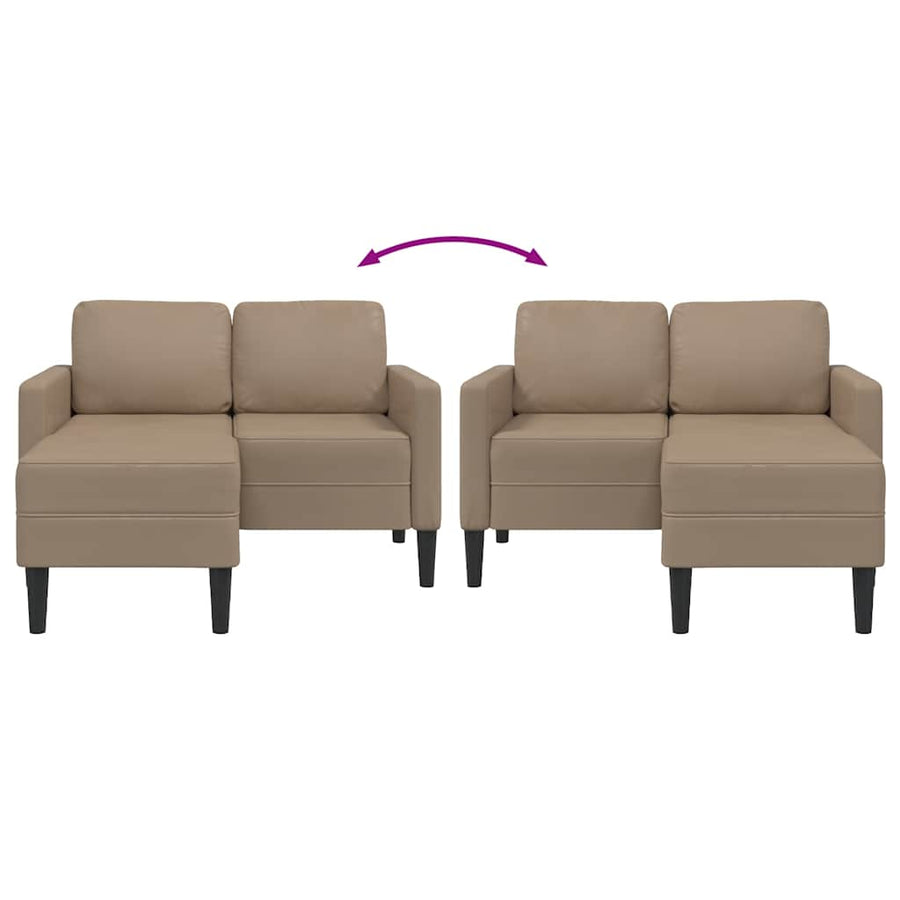 2-zitsbank met chaise longue L-vorm Cappuccino 125 cm Kunstleer