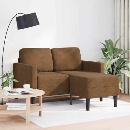 2-zitsbank met chaise longue L-vormig bruin 125 cm kunstleer