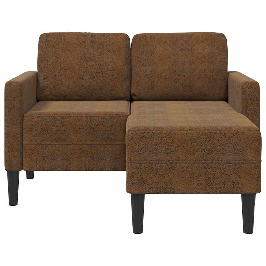 2-zitsbank met chaise longue L-vormig bruin 125 cm kunstleer