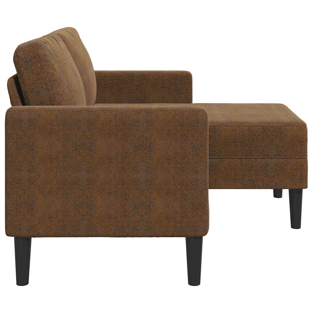2-zitsbank met chaise longue L-vormig bruin 125 cm kunstleer