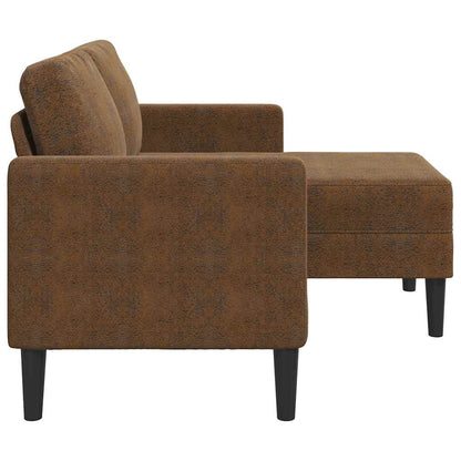 2-zitsbank met chaise longue L-vormig bruin 125 cm kunstleer