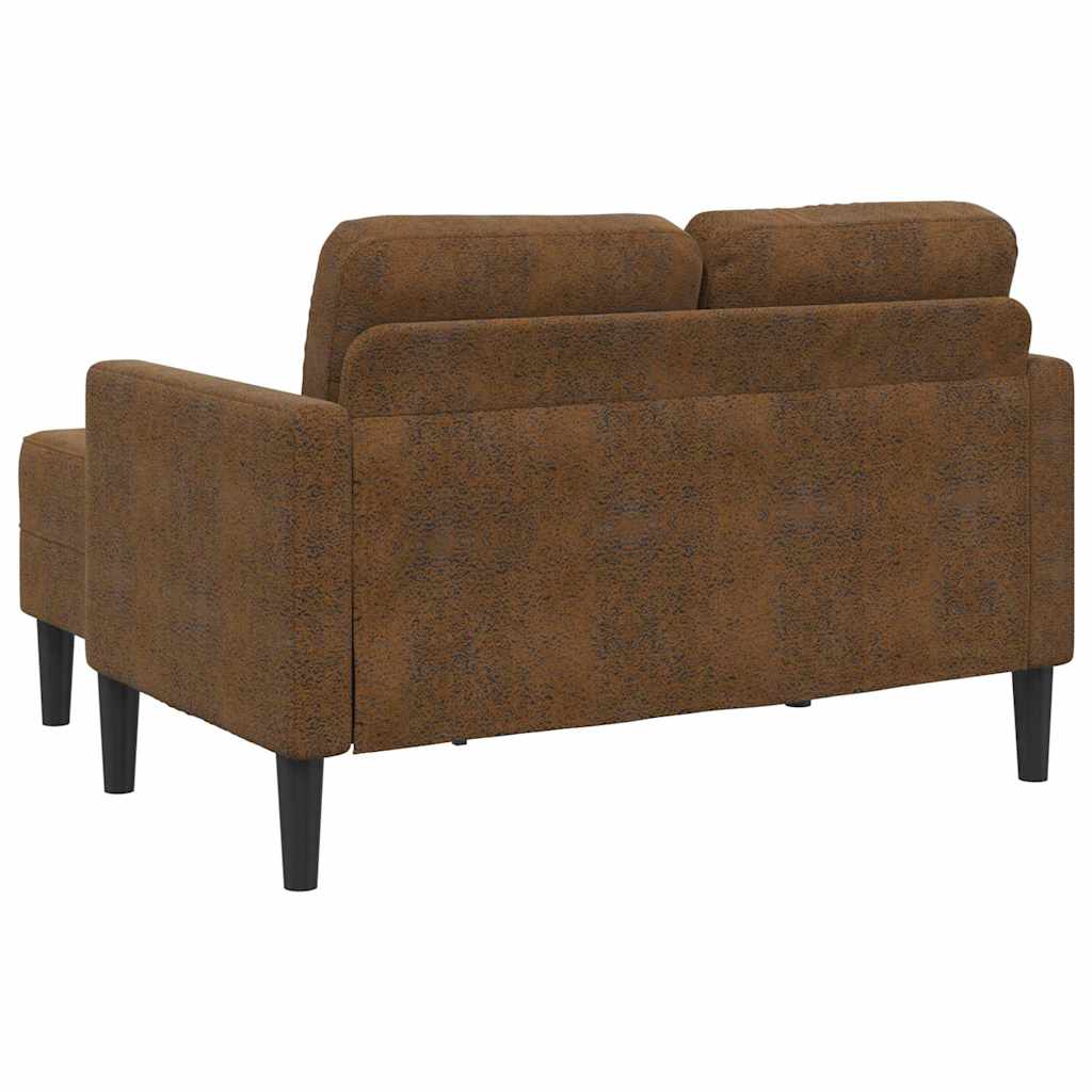 2-zitsbank met chaise longue L-vormig bruin 125 cm kunstleer