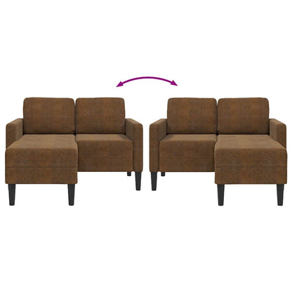 2-zitsbank met chaise longue L-vormig bruin 125 cm kunstleer