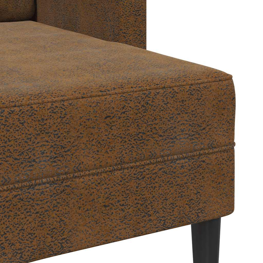 2-zitsbank met chaise longue L-vormig bruin 125 cm kunstleer
