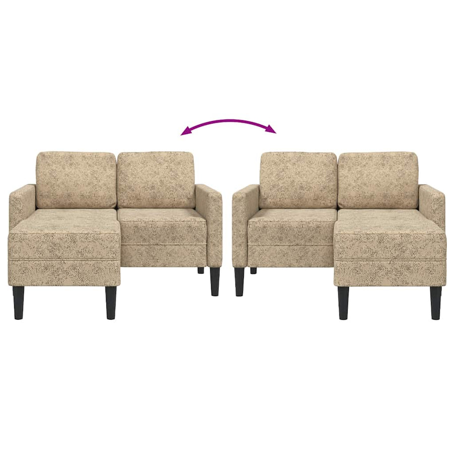 2-zitsbank met chaise longue L-vormig lichtgrijs 125 cm kunstleer