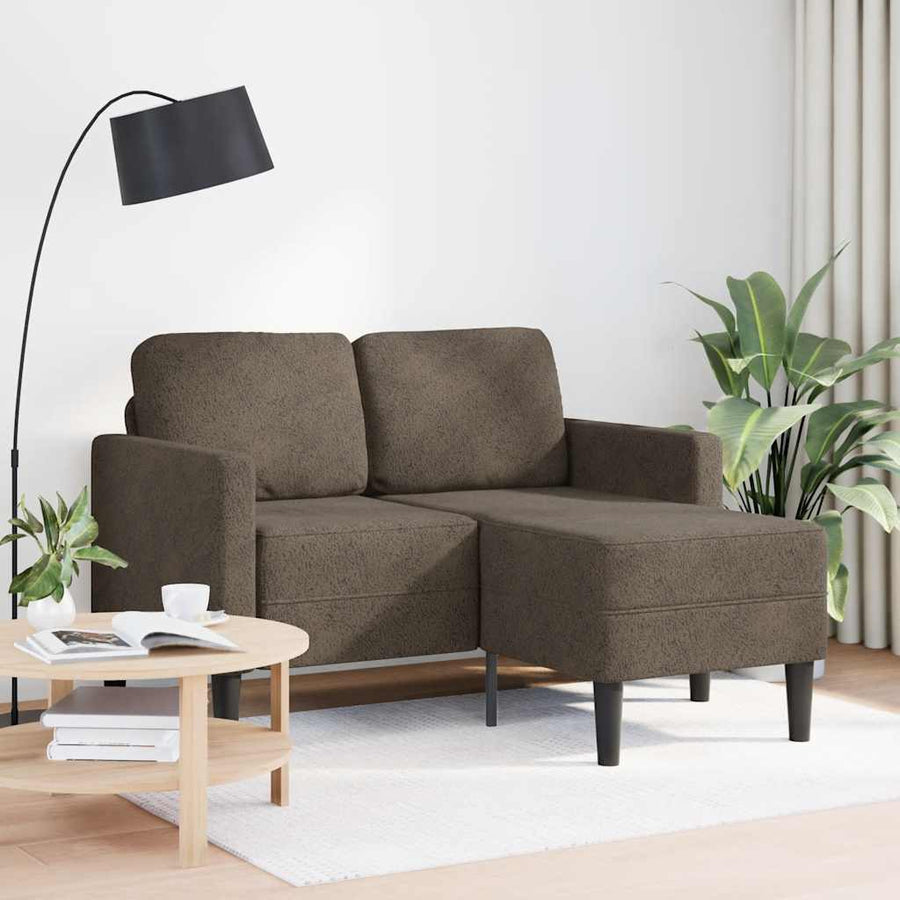 2-zitsbank met chaise longue, L-vormig, donkergrijs, 125 cm, kunstleer