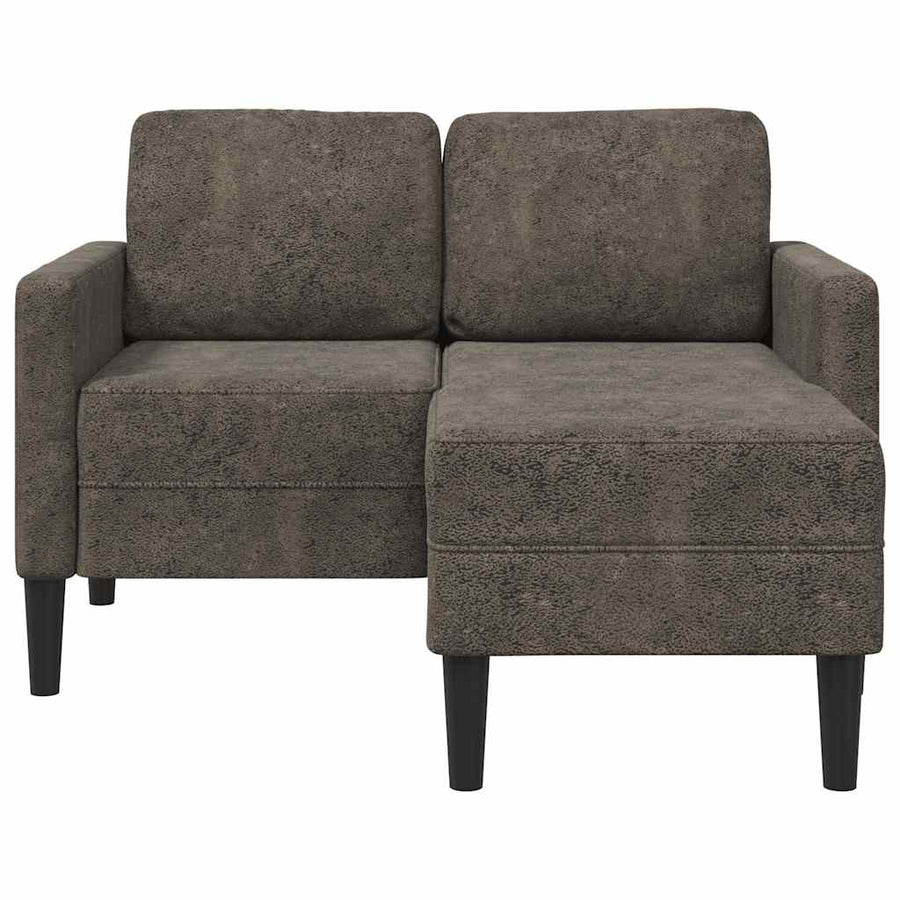 2-zitsbank met chaise longue, L-vormig, donkergrijs, 125 cm, kunstleer